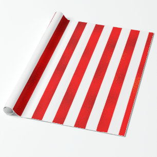 Papier Cadeau Faux Red White Vertical Stripes "Candy Stripe"