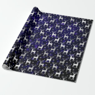 Papier Cadeau Faux Silver Foil Noël Reindeer & livre bleu