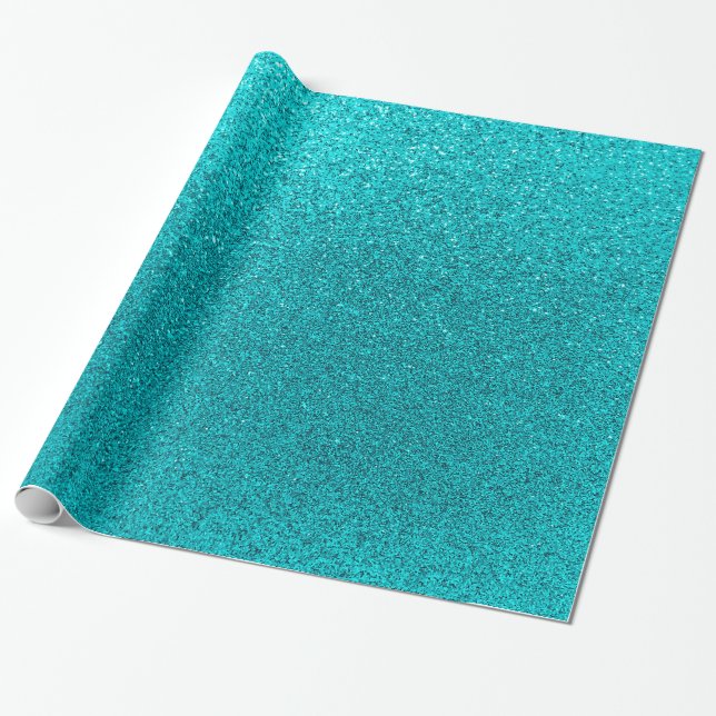 Papier Cadeau Faux Turquoise Blue Parties scintillant Arrière -  (Déroulé)