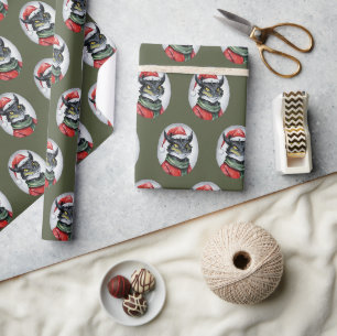 Papier Cadeau Favoris de Noël animal amusant - Dragon 1