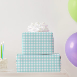 Papier Cadeau Faye et Lauren Aqua En vichy bleu