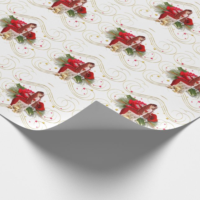 Papier Cadeau Fée de Noël en or (Coin)
