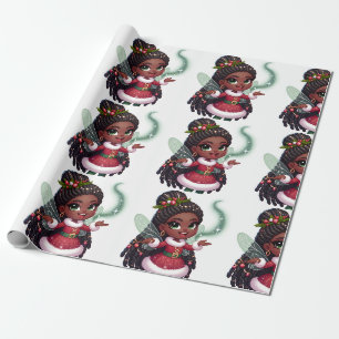 Papier Cadeau Fée de Noël - Papier d'enveloppement de Noël