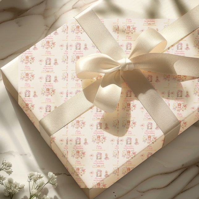 Papier Cadeau Fée magique Jardin Floral Pixie 1er anniversaire (Créateur téléchargé)