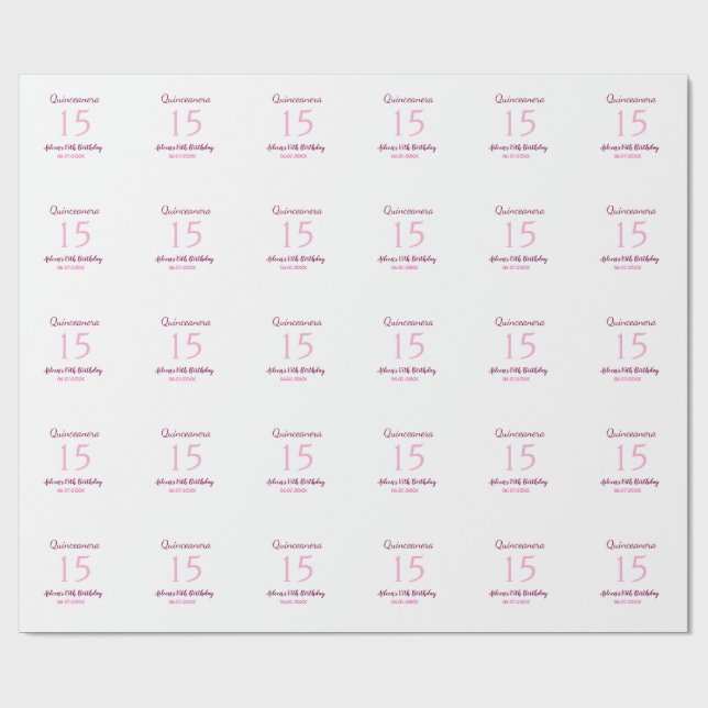 Papier Cadeau Fée rose 15e anniversaire simple moder quinceanera (Plat)
