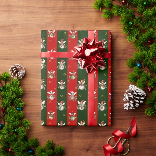 Papier Cadeau Fées mignonnes sur les ornements de Noël (Cadeau de vacances)
