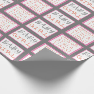 Papier Cadeau Félicitation ! Bébé fille rose
