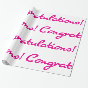 Papier Cadeau Félicitation ! Script Décontracté rose chaud