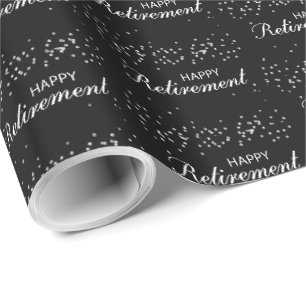 Papier Cadeau Félicitations à la retraite Noir avec étincelle d'