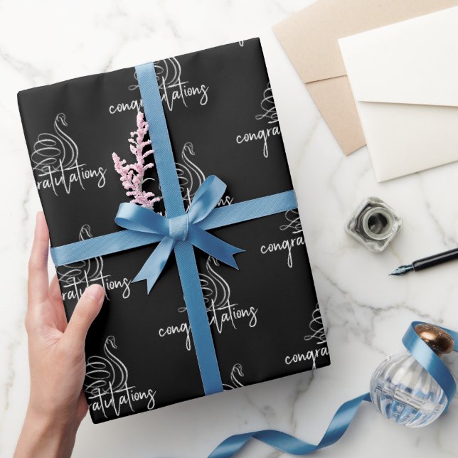 Papier Cadeau Félicitations au cygne mariage (Cadeaux)