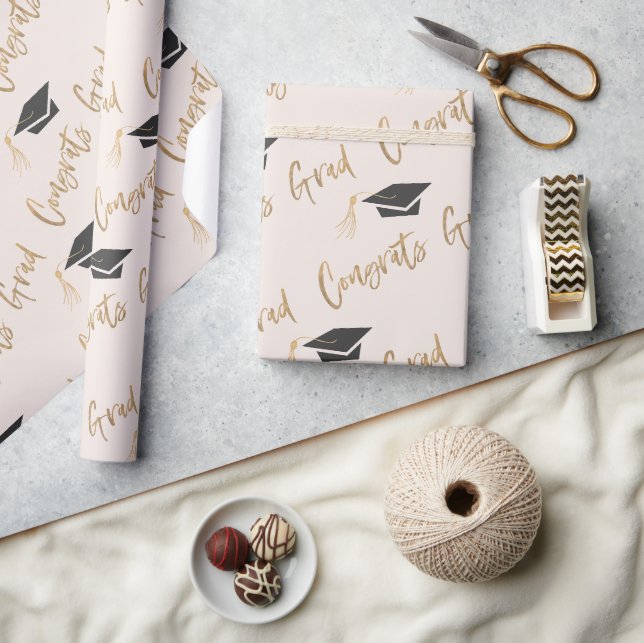 Papier Cadeau Félicitations Bac de Grad Gold Foil et Tassel (Artisanat)