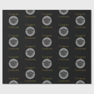 Papier Cadeau Félicitations Casquette noir diplômé