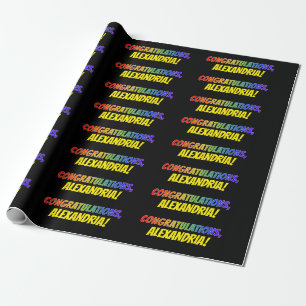 Papier Cadeau "FÉLICITATIONS" coloré + Nom personnalisé