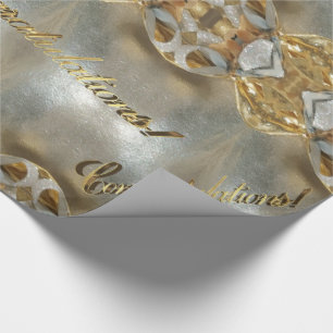 Papier Cadeau Félicitations Faux Gold Foil Script Élégant Chic