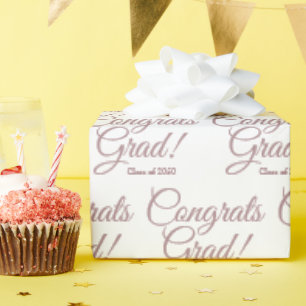 Papier Cadeau Félicitations grand blanc rose cours d'écriture pe