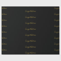 Papier Cadeau Félicitations Noir & Or