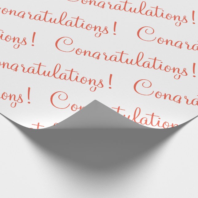 Papier Cadeau Félicitations Papier d'enveloppement Orange Script (Coin)