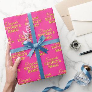 Papier Cadeau Félicitations Personnalisées Retraite ! Lime vert 