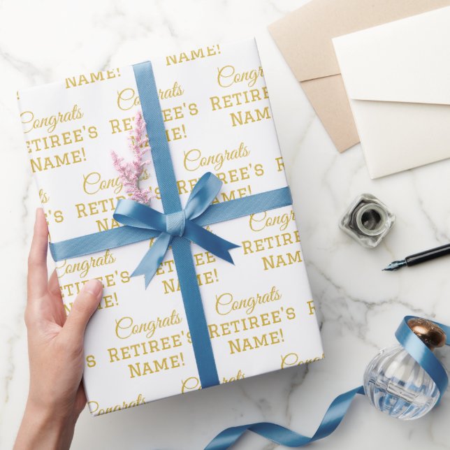 Papier Cadeau Félicitations Personnalisées Retraite ! Or blanc e (Cadeaux)