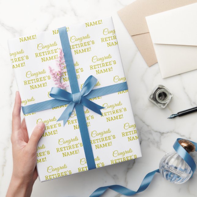Papier Cadeau Félicitations Personnalisées Retraite ! Or sur bla (Cadeaux)