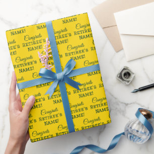 Papier Cadeau Félicitations Personnalisées Retraite ! Vert foncé