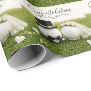 Papier Cadeau Félicitations pour le mariage de golfeur