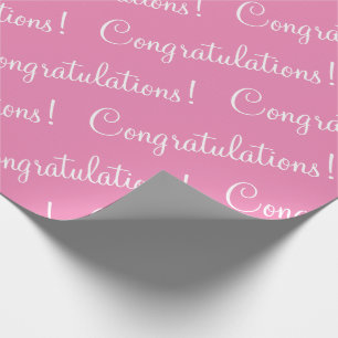 Papier Cadeau Félicitations Rose Script Mariage Baby Shower Wr