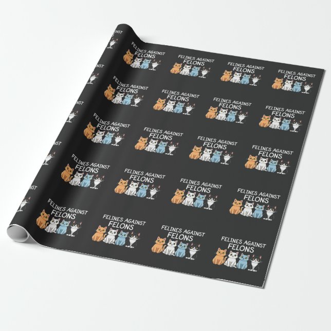 Papier Cadeau Felines contre les criminels Trump Harris Election (Déroulé)