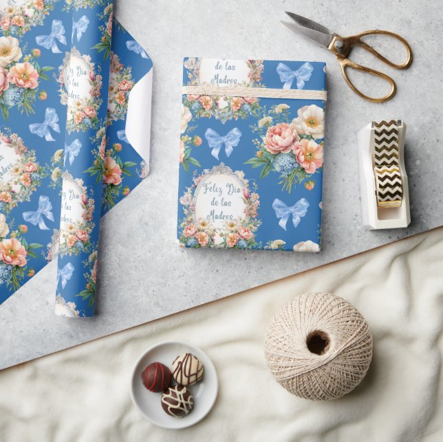 Papier Cadeau Feliz Dia De Las Madres Azul (Artisanat)
