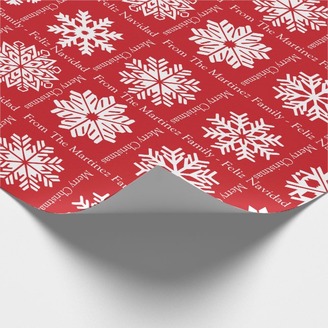 Papier Cadeau Feliz Navidad Add Family Recipients Name Christmas (Coin)
