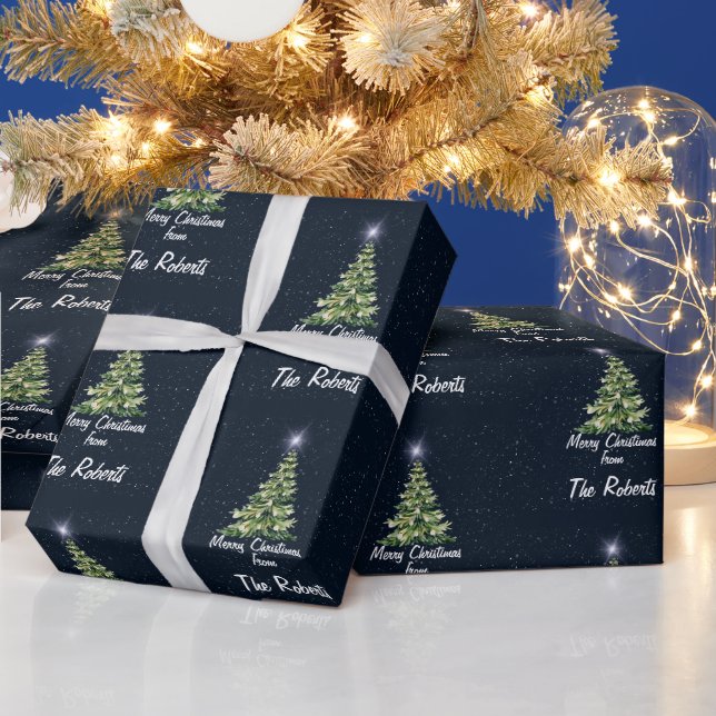 Papier Cadeau Feliz Regalo de la Familia de Árboles de Navidad A (Vacances)