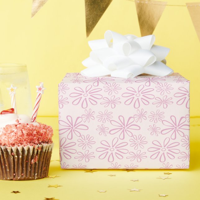 Papier Cadeau Feminine Rose Blush Flower Motif (Fête d'anniversaire)