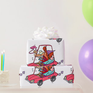 Papier Cadeau Femme au volant en colère Rage au volant Drôle Con