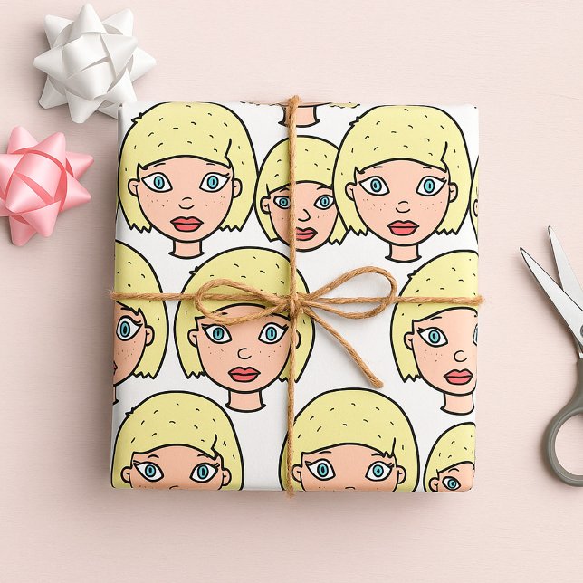 Papier Cadeau Femme aux cheveux jaunes (Créateur téléchargé)