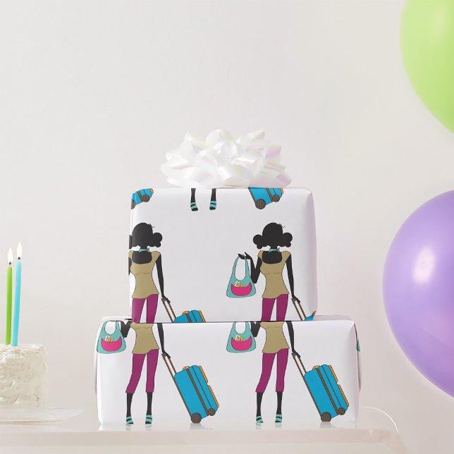 Papier Cadeau Femme Avec Une Valise (Créateur téléchargé)
