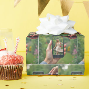 Papier Cadeau Femme De Téléphone Portable Avec Vin Raviné