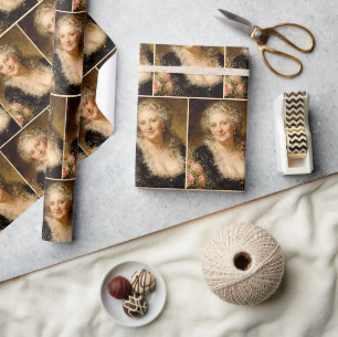 Papier Cadeau Femme élégante baroque en robe décolletée