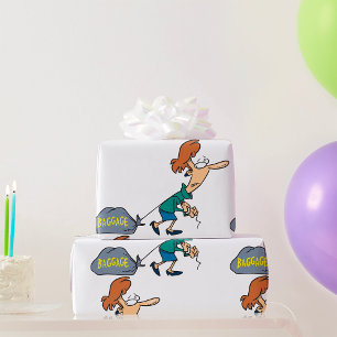 Papier Cadeau Femme faisant glisser des bagages