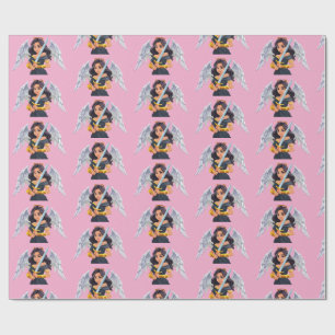 Papier Cadeau Femme mignonne d'Ange avec des ailes ouvertes et u