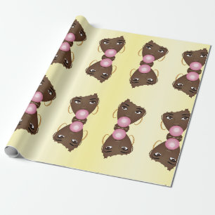 Papier Cadeau Femme noire, Afro blonde, Bubblegum rose