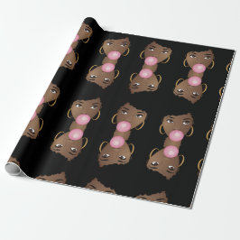 Papier Cadeau Femme noire, Bubblegum rose