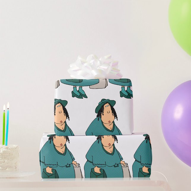 Papier Cadeau Femme portant des sacs (Créateur téléchargé)