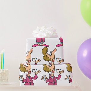 Papier Cadeau Femme prenant des pilules