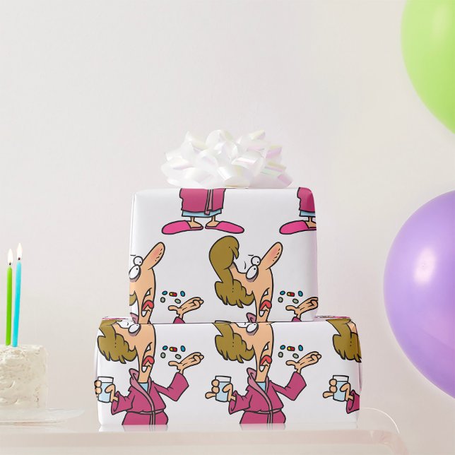 Papier Cadeau Femme prenant des pilules (Créateur téléchargé)