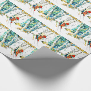 Papier Cadeau Femme qui met sur son skis