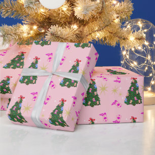 Papier Cadeau Femme rose moderne Botte occidentale Arbre de Noël