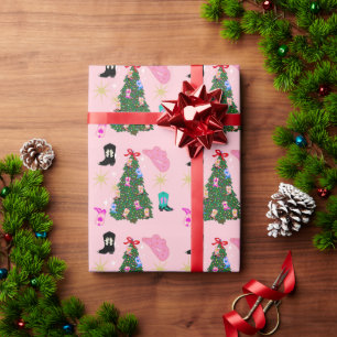 Papier Cadeau Femme rose moderne Botte occidentale Arbre de Noël