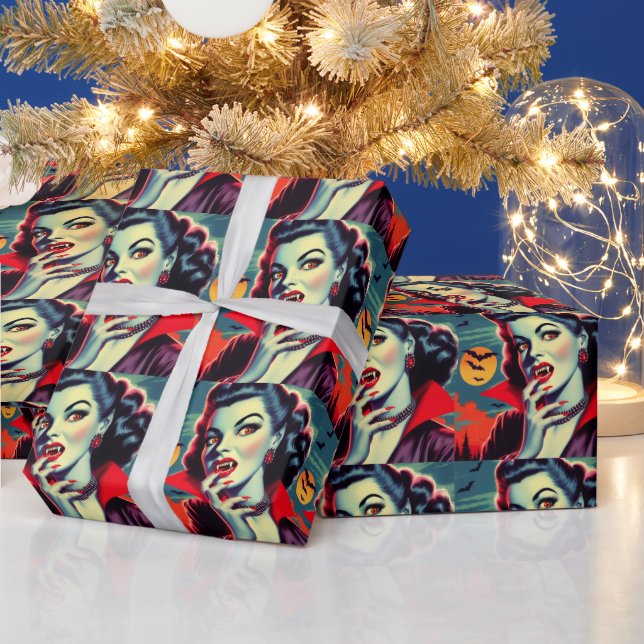 Papier Cadeau Femme vintage Vampire (Vacances)