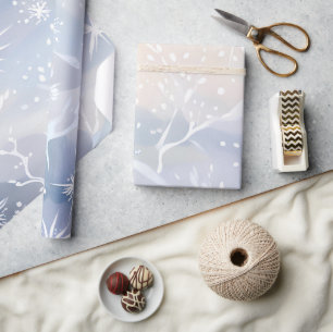 Papier Cadeau Fenêtre figée   Belle scène hivernale de neige