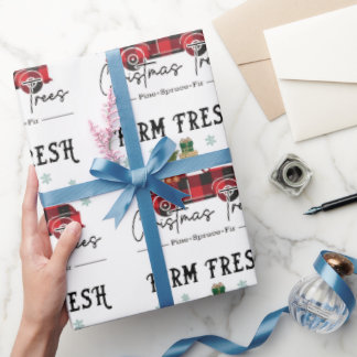 Papier Cadeau Ferme Arbres frais Noël